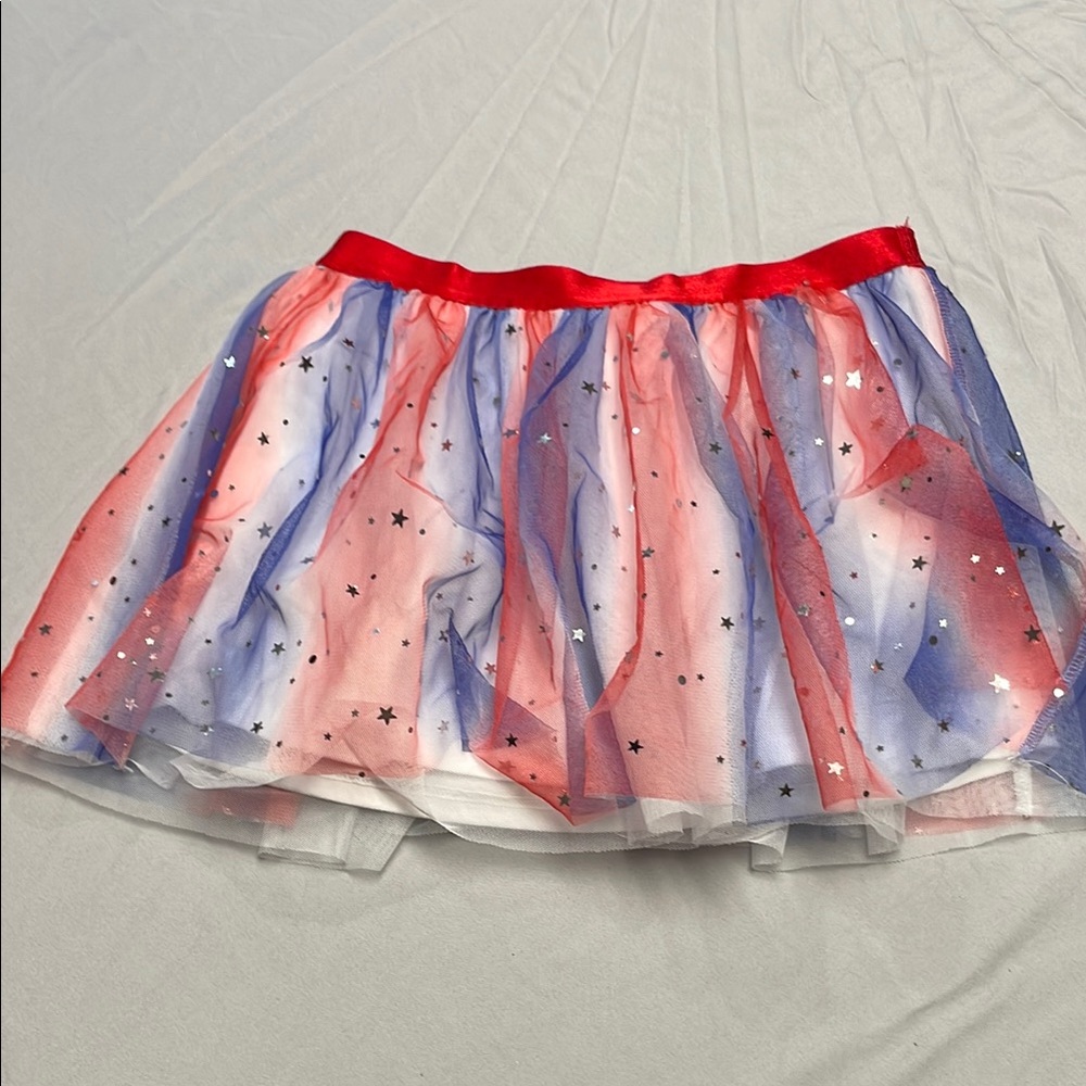 Red and White Sequin Bubble Mini Skirt